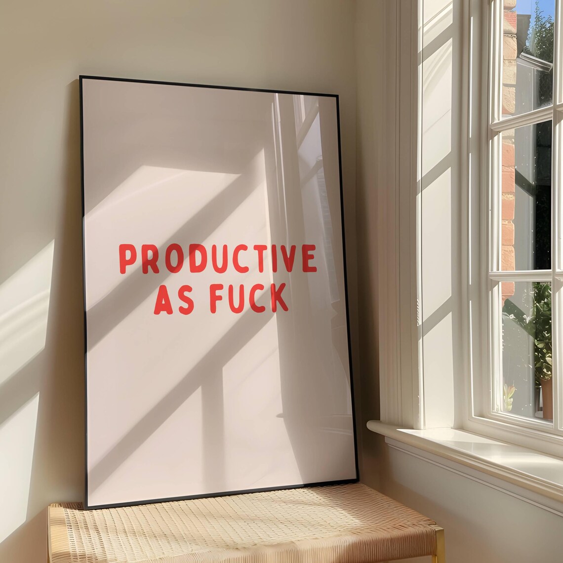 Productive As Fuck Sweary Bold Red Funny Office Quote Poster
