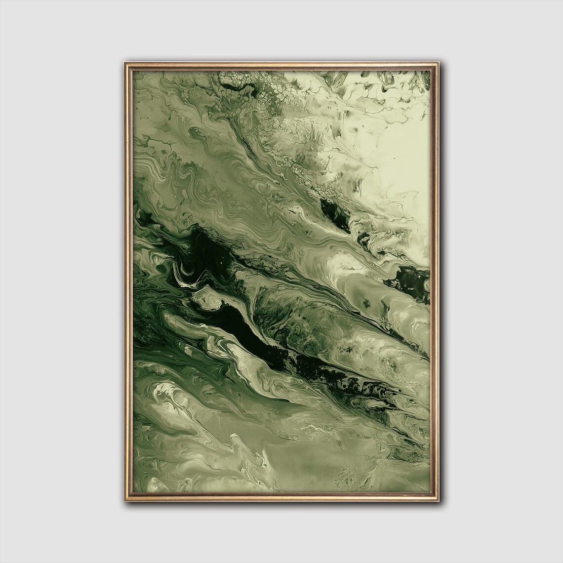 Green Fluid Abstract Pour Painting Art Print