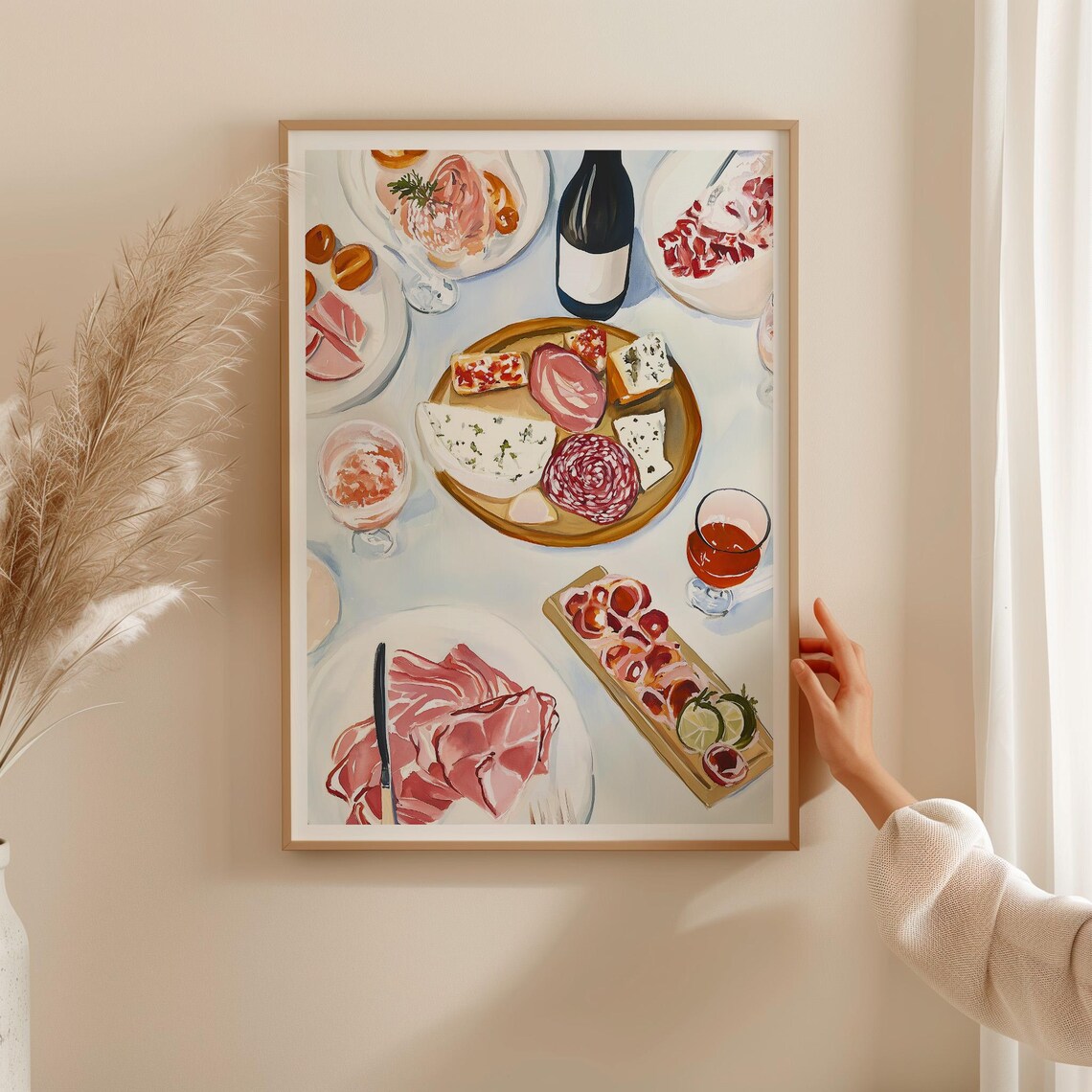 Spanish Tapas Still Life, Pastel Kitchen Art Print - Image 4