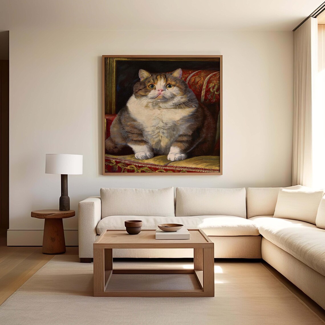 Chubby Fat Cat Victorian Portrait, Cute Cat Art - Image 3