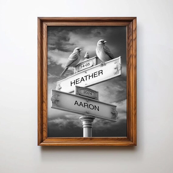 Personalized Street Sign, Custom Names Anniversary Gift