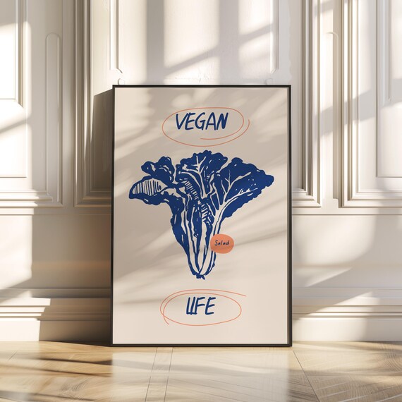 Vegetable Lettuce Wall Art Modern Style Posters With Food Vintage Food Poster Kitchen Wall Art Kitchen Decor Modern Vegan Print