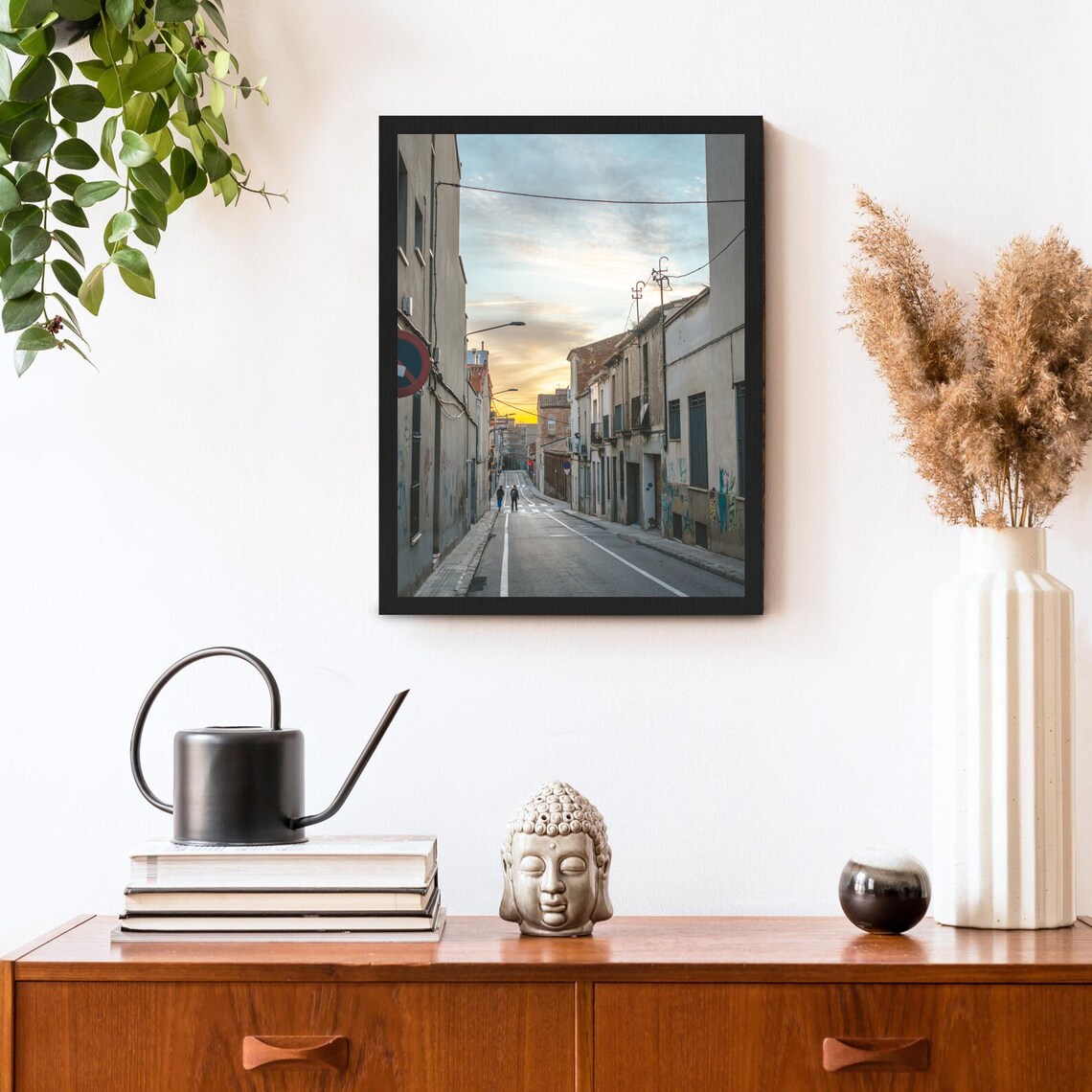 Old Town Street At Sunset Warm Golden Hour Photography Poster - Image 3