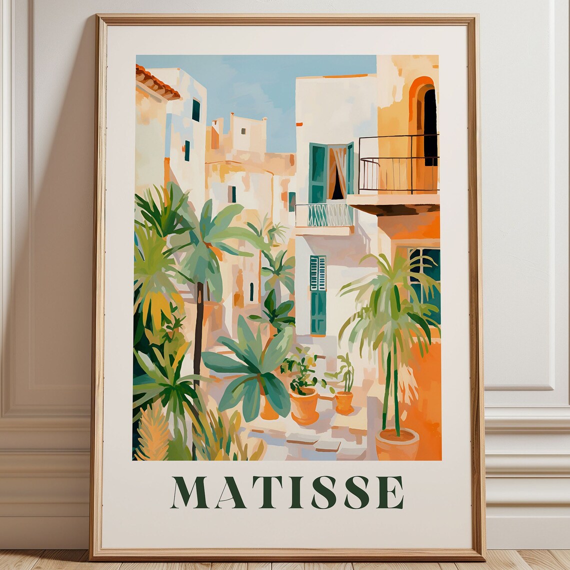 Matisse Inspired Mediterranean Courtyard With Palm Trees Poster