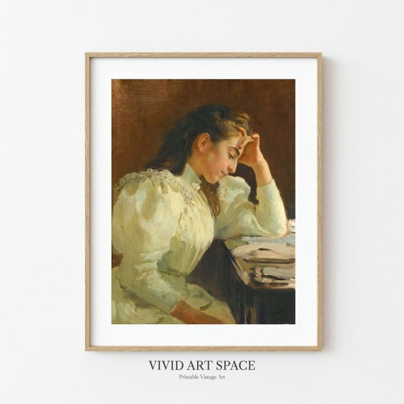 Neapolitan Woman Vintage Woman Portrait Painting Print Victorian Art Print Moody Wall Art Printable Wall Art
