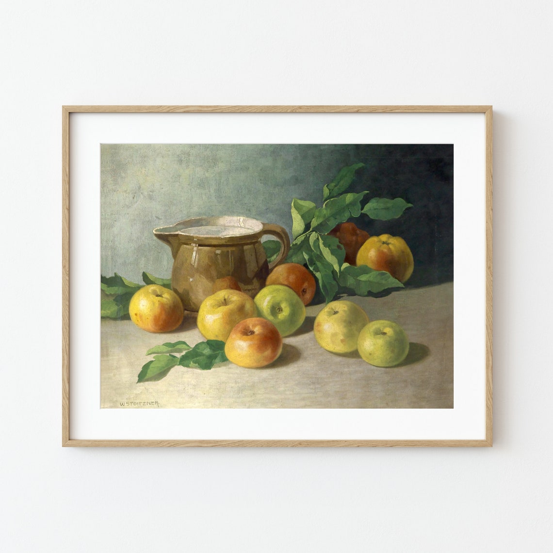 Vintage French Apples And Ceramic Jug Rustic Still Life Poster - Image 2