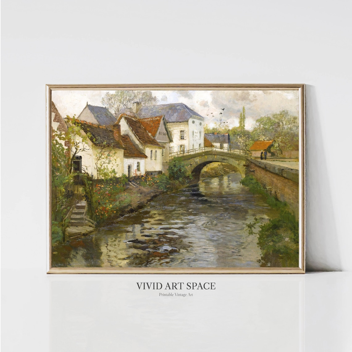 Rustic Village Vintage Landscape Art Print
