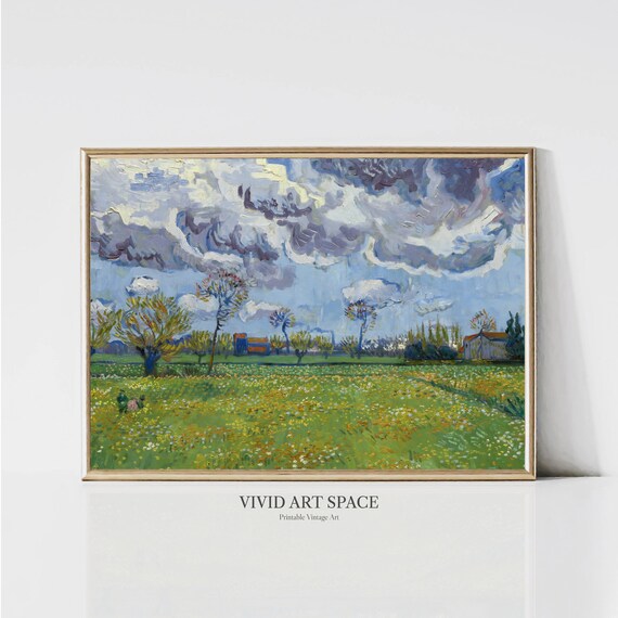 Vincent Van Gogh Landscape Under A Stormy Sky Impressionist Landscape Painting Stormy Sky Print Printable Wall Art