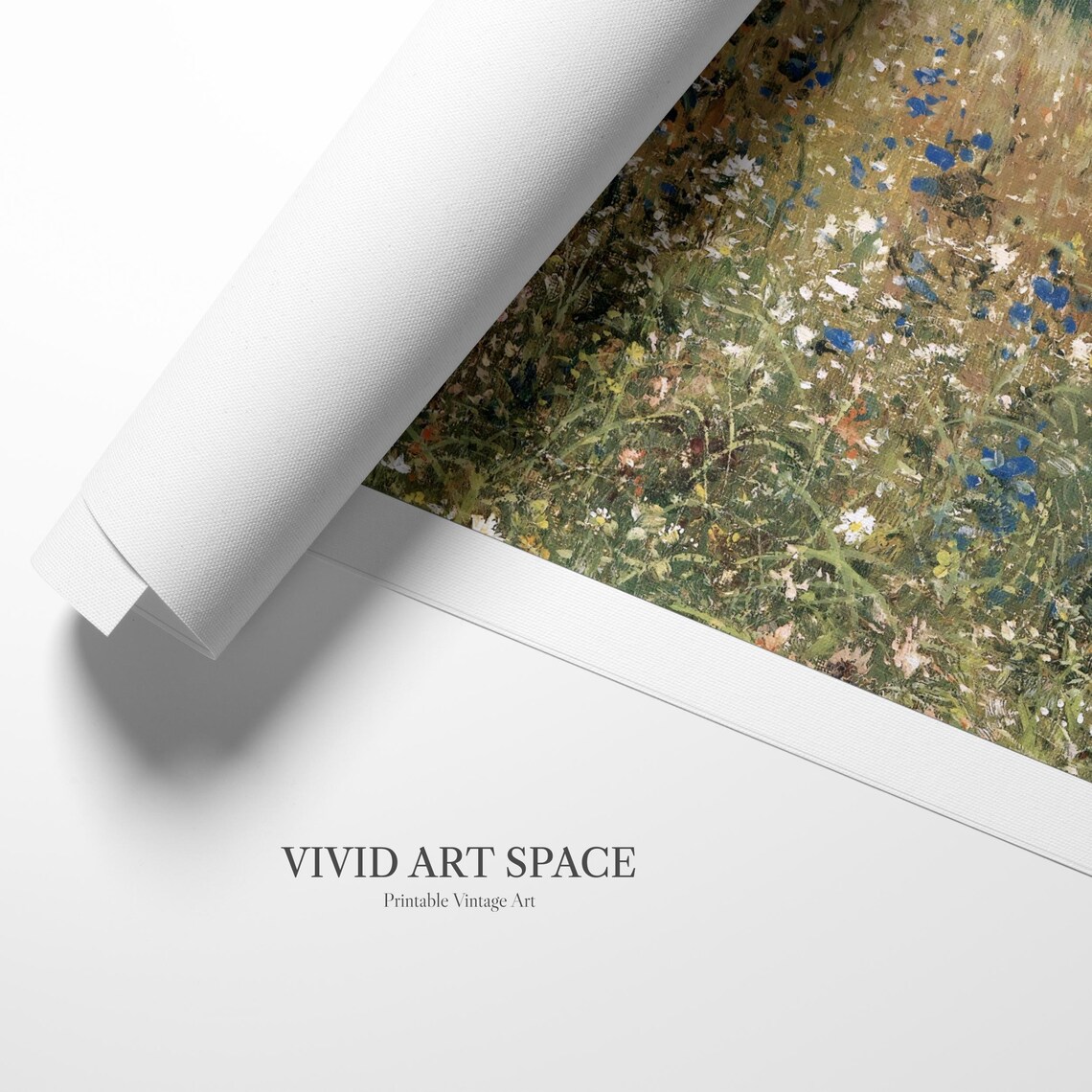 Meadow Wildflowers Vintage Landscape Art Print - Image 2