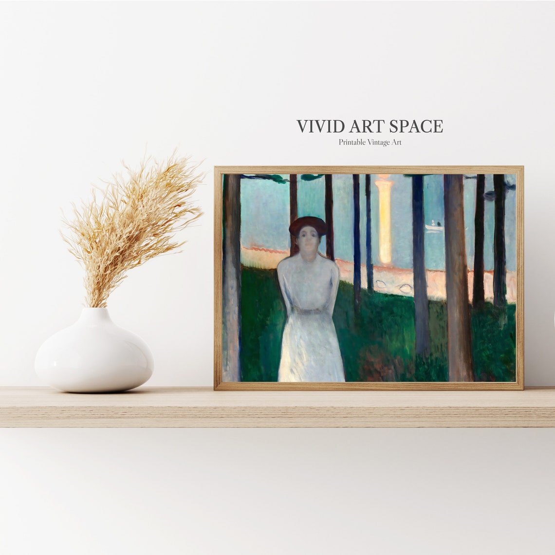 Edvard Munch Summer Night Dream Moonlit Shore Portrait Art Print - Image 3