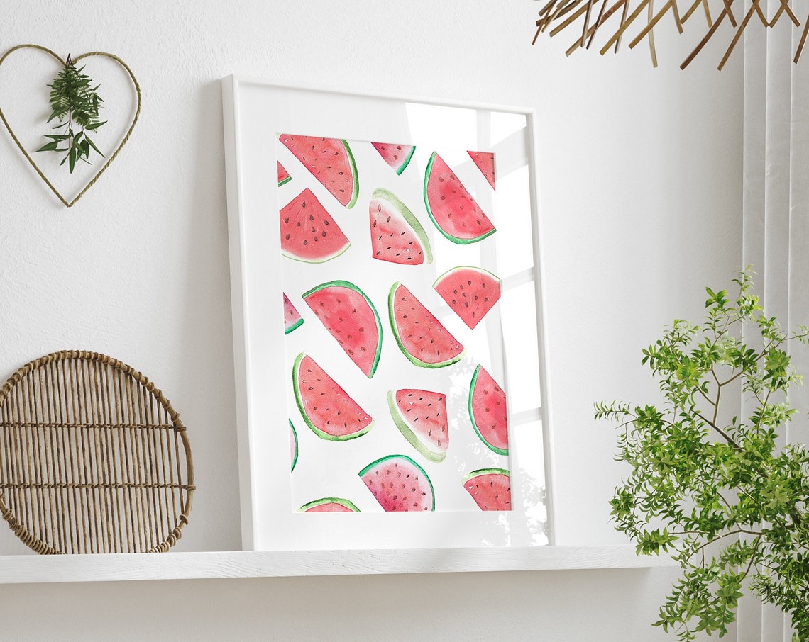 Watercolor Watermelon Slices Summer Fruit Kitchen Art Poster - Image 3