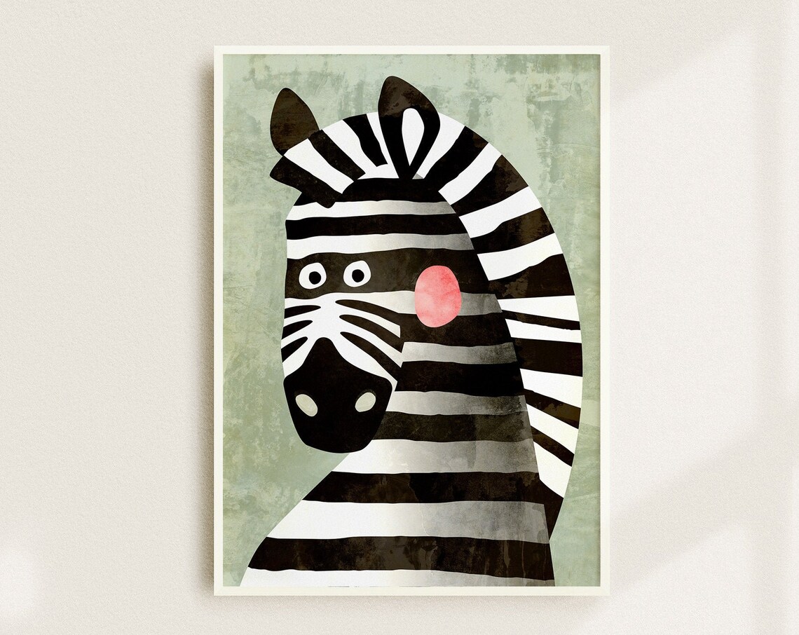 Zebra Nursery Art Print, Animal Wall Decor