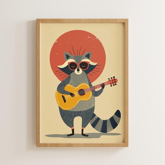 Nursery Wall Art Print Raccoon With Sunglasses