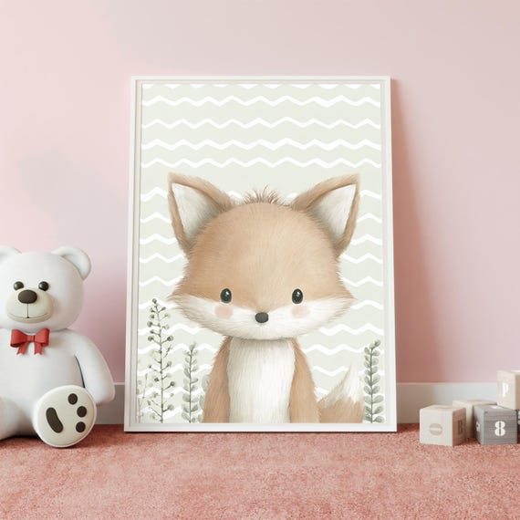 Nursery Wall Art Cute Fox Illustration
