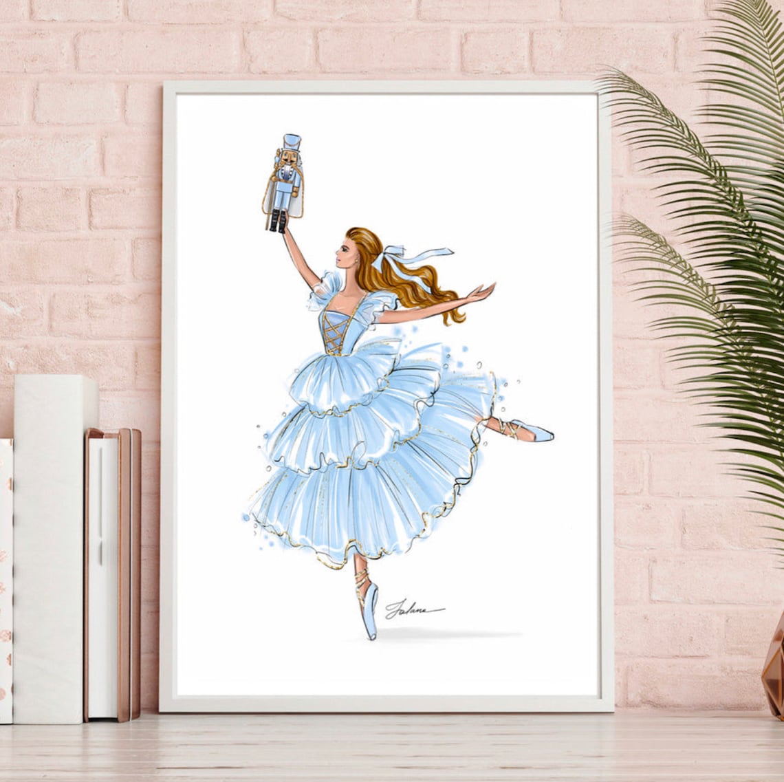 Nutcracker Ballerina Fashion Illustration Art Print - Image 2
