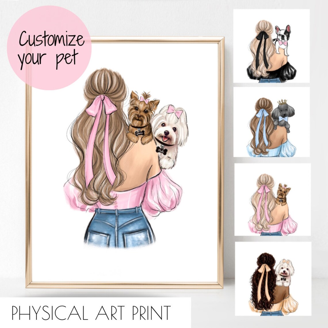 Custom Dog Mom Drawing From Photo Art Print - Image 3