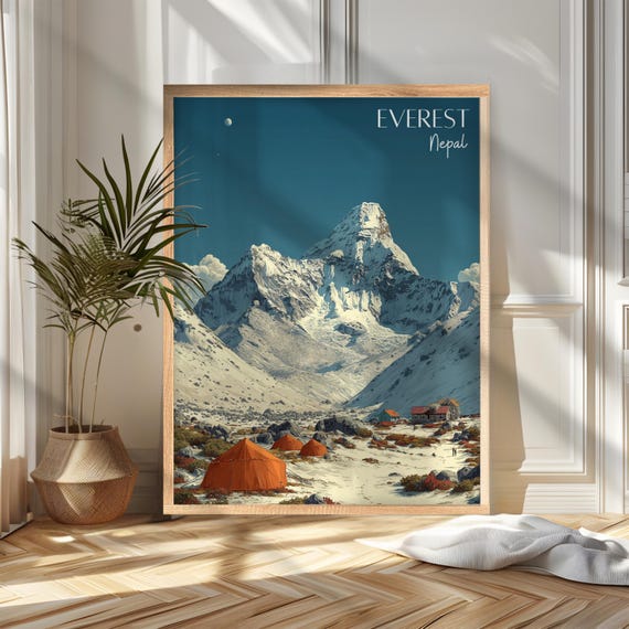 Nepal Travel Poster Print Mount Everest Wall Art Wanderlust Home And Office Decor Gift For Travelers