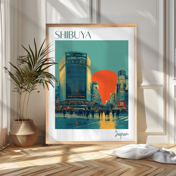 Shibuya Travel Poster Print Tokyo Wall Art Wanderlust Home And Office Decor Gift For Travelers