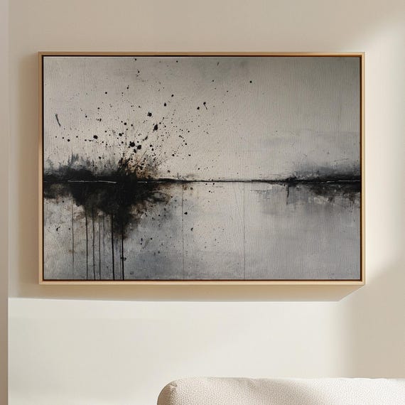 Abstract Black And White Ink Splash Art Print