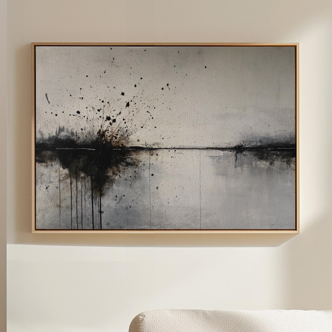 Abstract Black And White Ink Splash Art Print