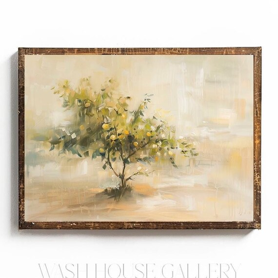 Cottagecore Lemon Tree Painting Wall Art Cottagecore Summer Art Instant Lemon Art Light And Airy Wall Art Farmhouse