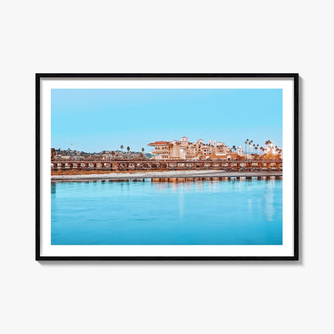 Del Mar California Beachfront Hotel Lagoon Reflection Dusk Poster