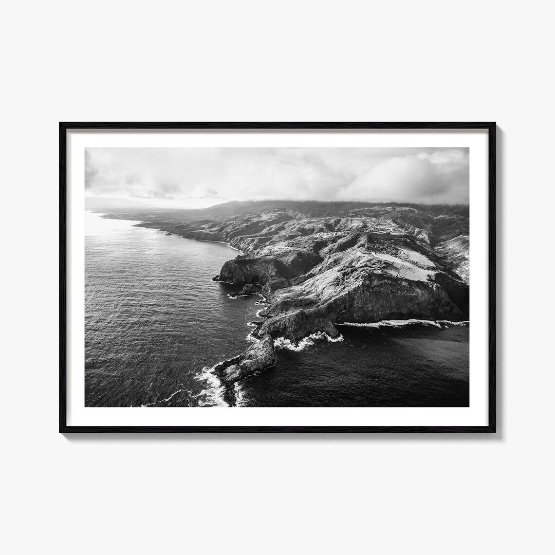 Maui Black And White Travel Poster, Map Print