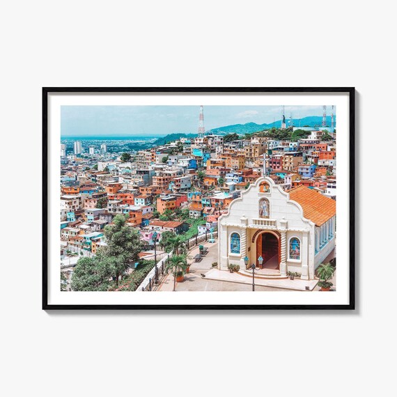 Guayaquil Ecuador Santa Ana Hill Chapel Colorful City View Poster