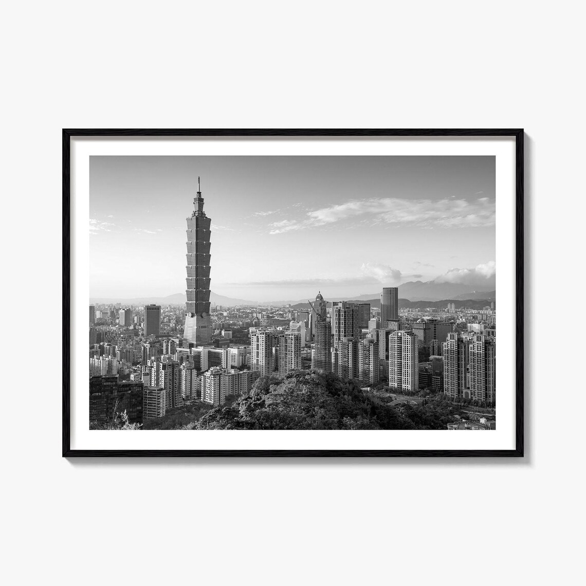 Taipei Black And White Travel Poster, Map Print