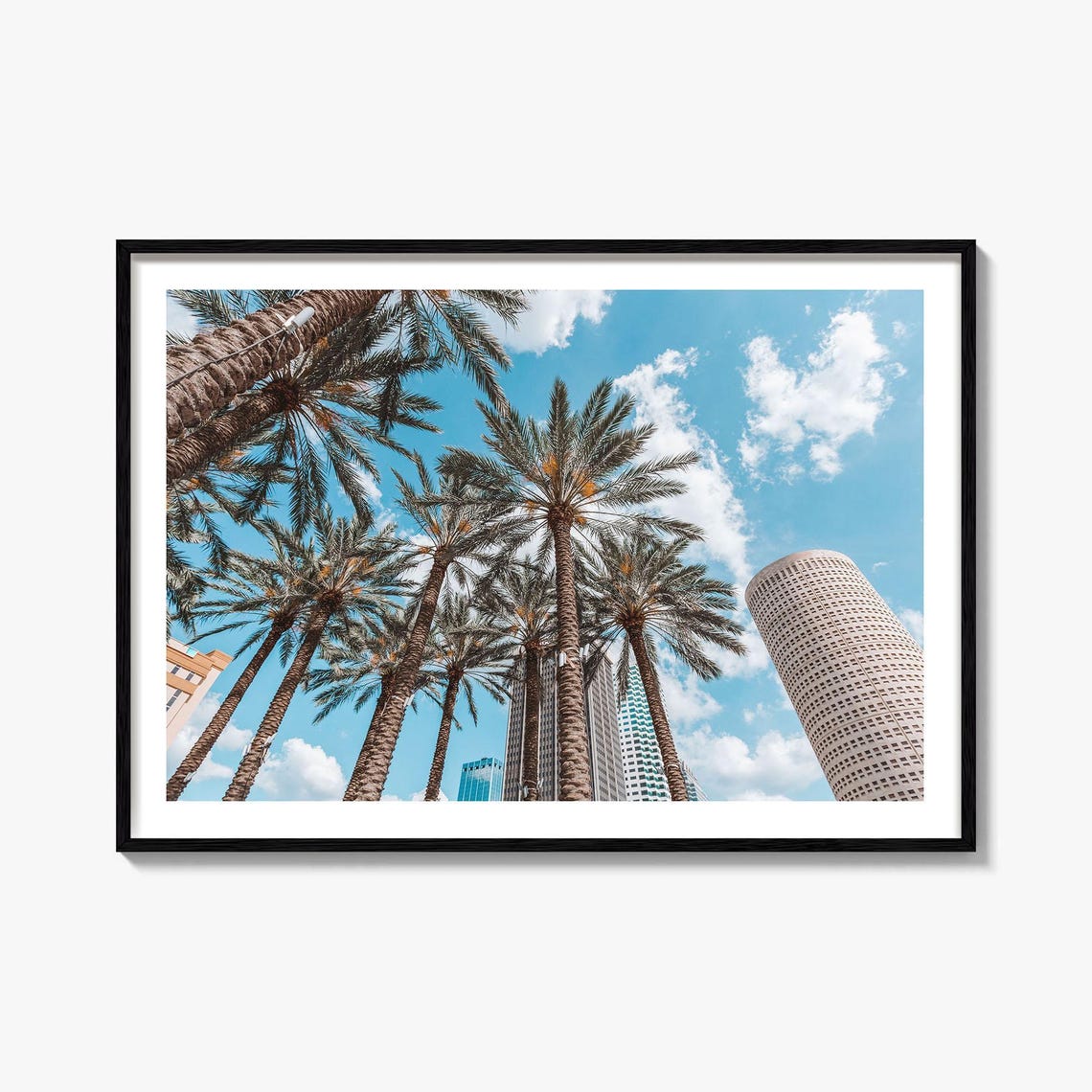 Tampa Florida Downtown Palm Trees Skyscrapers Vibrant Travel Poster
