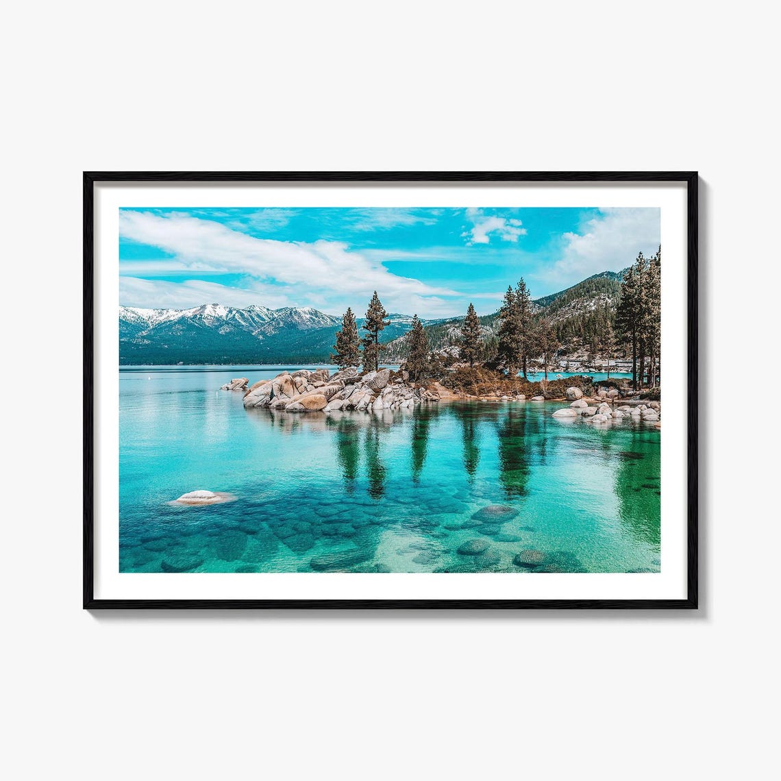 Lake Tahoe Turquoise Water Granite Boulders Photography Poster