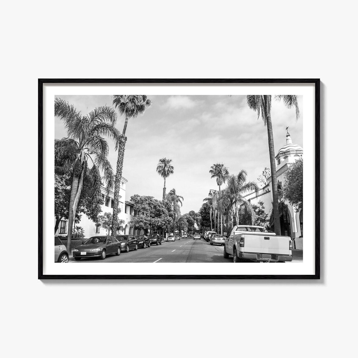 Santa Barbara Black And White Travel Map Art Print