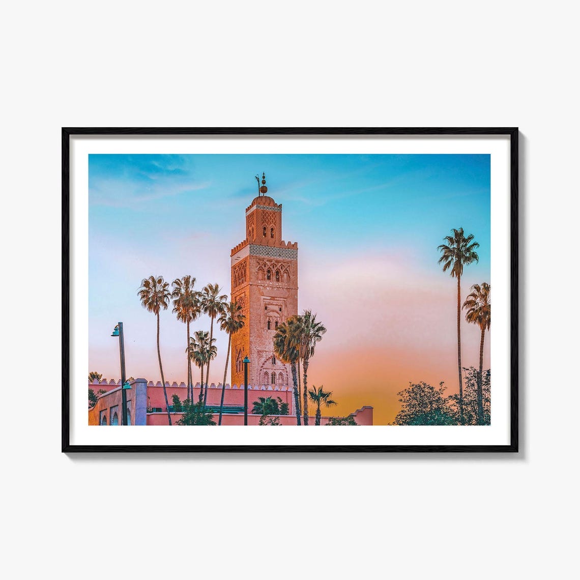 Marrakesh Koutoubia Minaret At Sunset With Palm Trees Poster