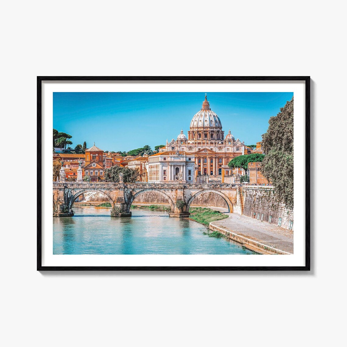 Rome St Peters Basilica Tiber Bridge Vatican Cityscape Poster