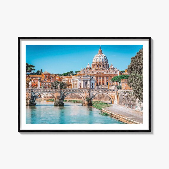 Rome St Peters Basilica Tiber Bridge Vatican Cityscape Poster