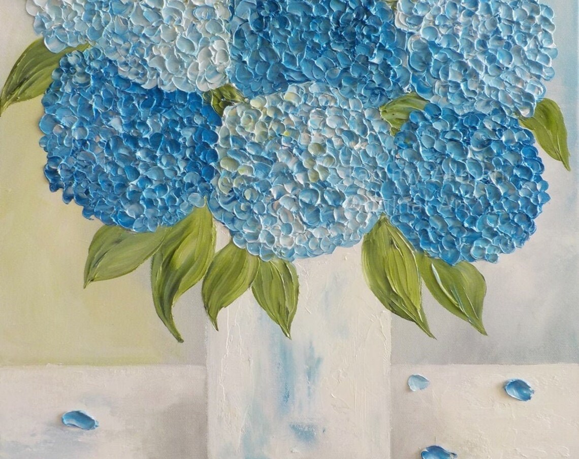 Custom Dark Blue Hydrangea Painting Art Print - Image 5