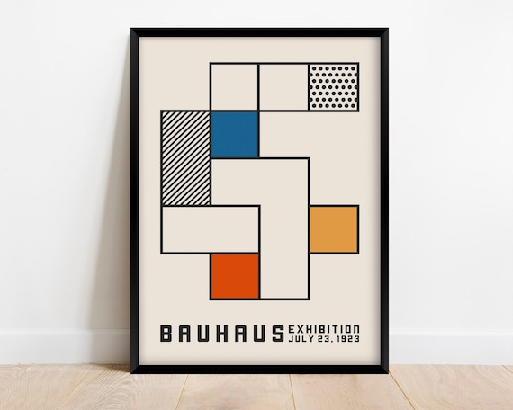 Bauhaus Exhibition Poster 1923 Mid Century Modern Art Print Retro Geometric Wall Art