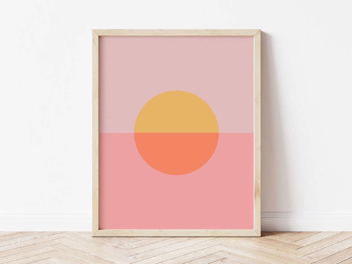 Retro Minimalist Abstract Sunset Half Sun Circle Wall Poster