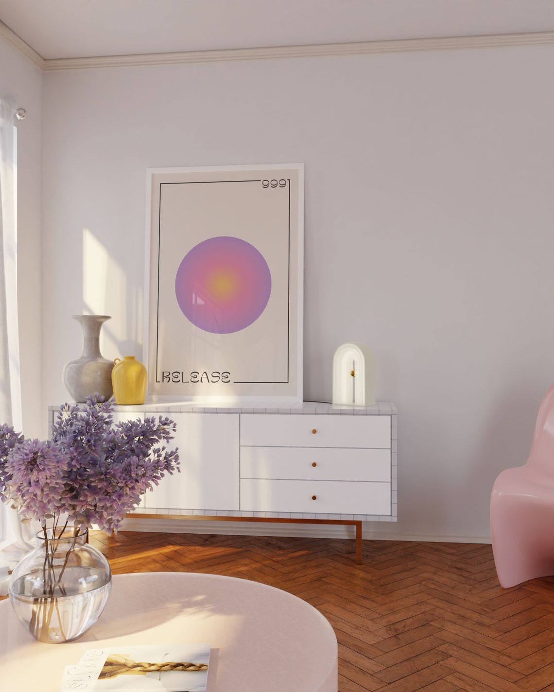 Angel Number 999 Release Spiritual Aura Gradient Circle Poster - Image 3