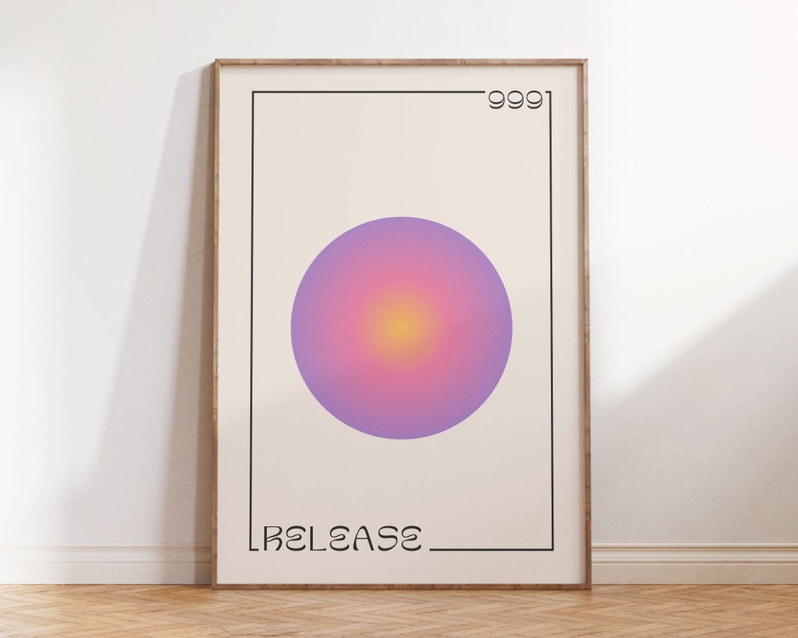 Angel Number 999 Release Spiritual Aura Gradient Circle Poster
