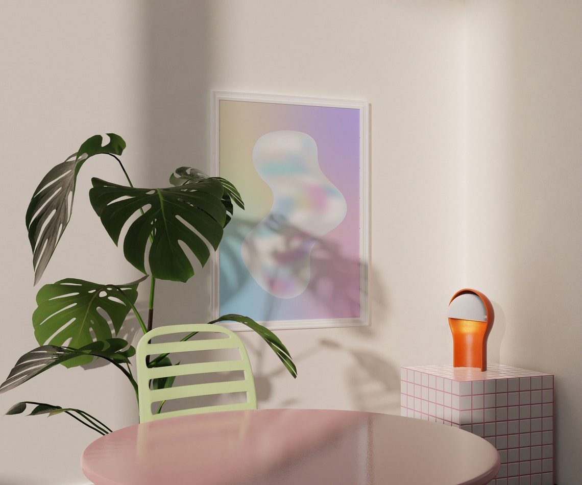 Iridescent 3D Bubble Blob Y2k Aesthetic Pastel Gradient Poster - Image 3