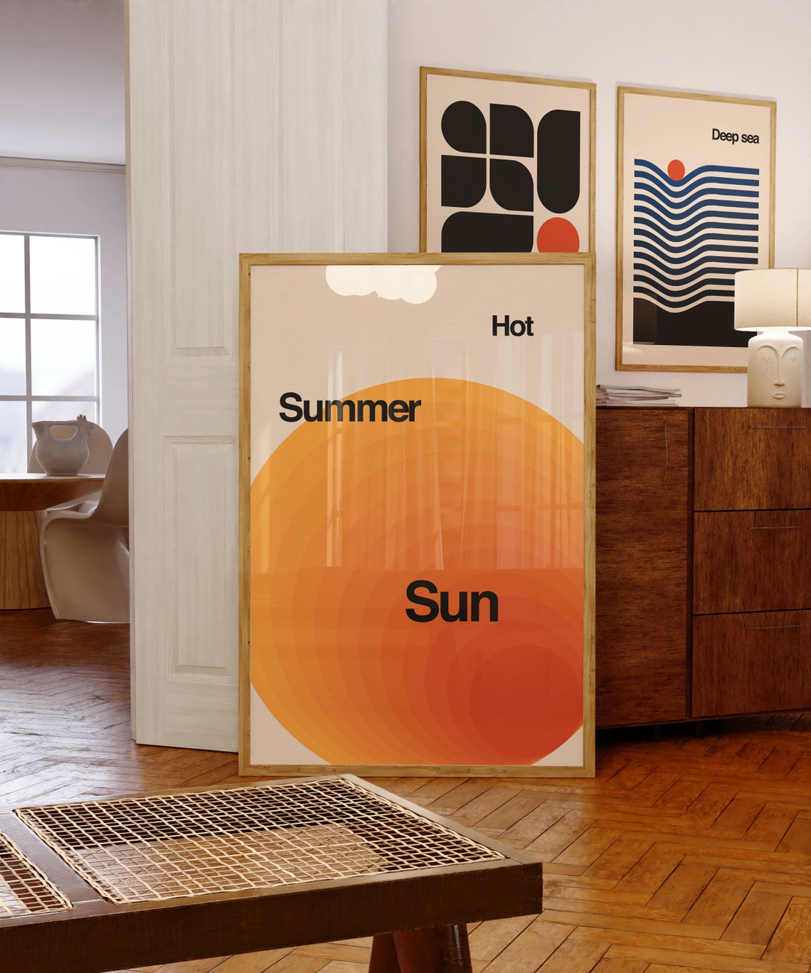 Hot Summer Sun Retro Orange Gradient Minimalist Typography Poster