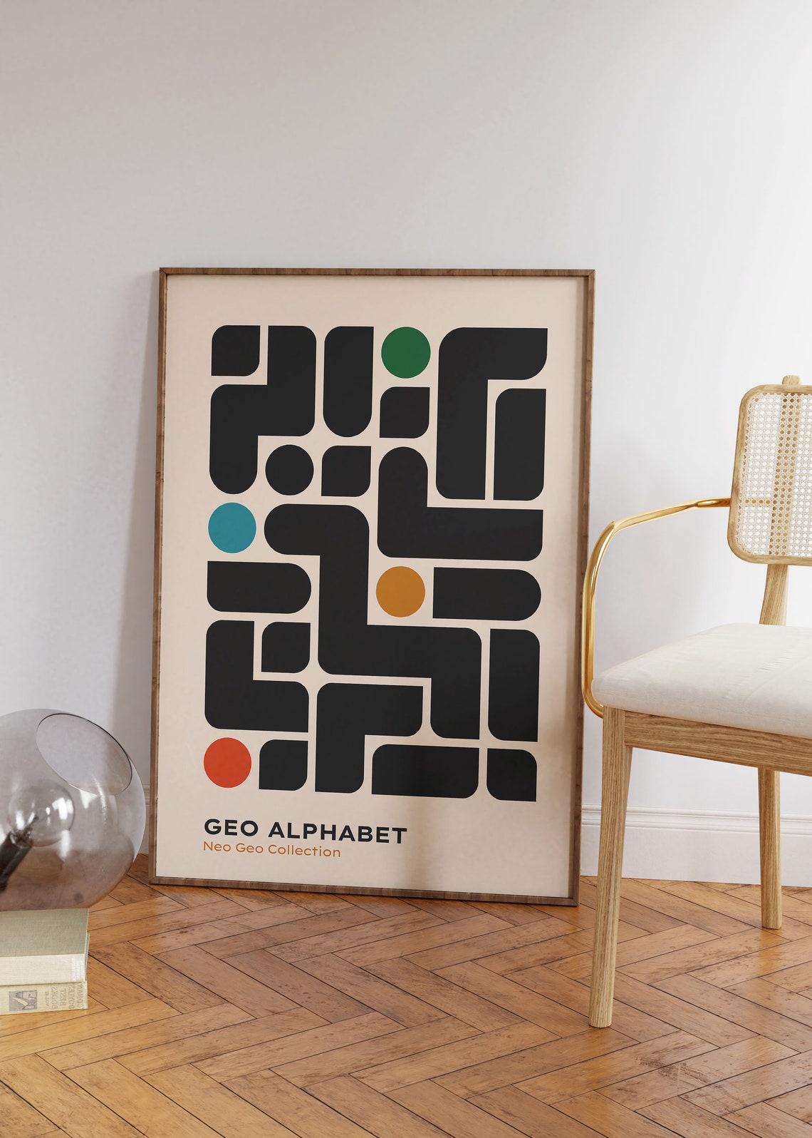 Geo Alphabet Bauhaus Minimalist Geometric Black Shapes Art Print - Image 2