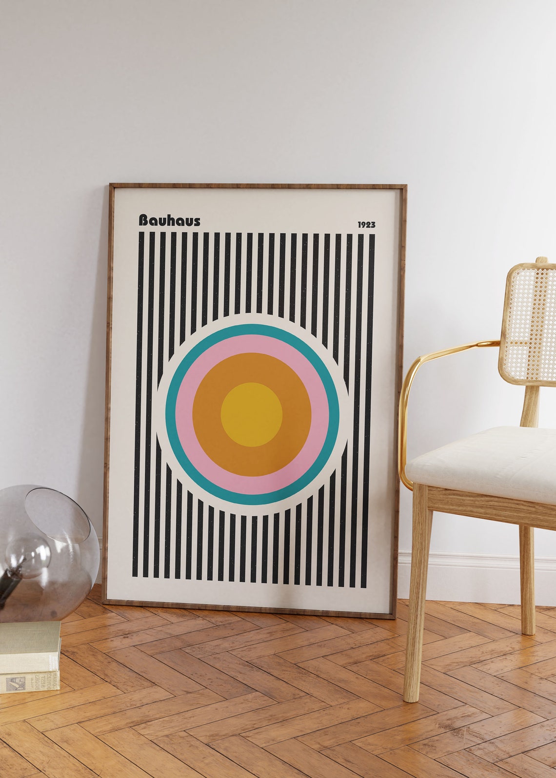 Bauhaus 1923 Concentric Circles Striped Geometric Exhibition Poster - Image 2