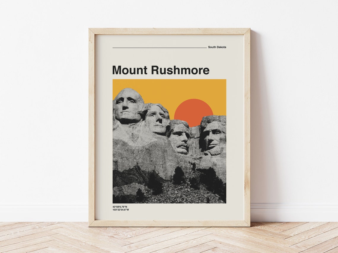 Mount Rushmore South Dakota Retro Sunset Mid Century Modern Poster - Image 2