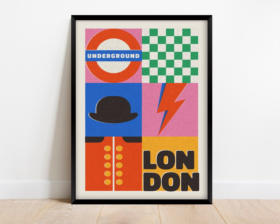 London City Retro 80s Travel Poster Art Print