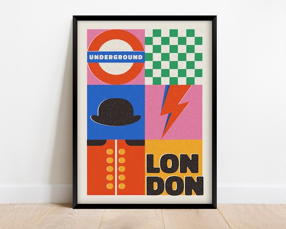 London City Retro 80s Travel Poster Art Print