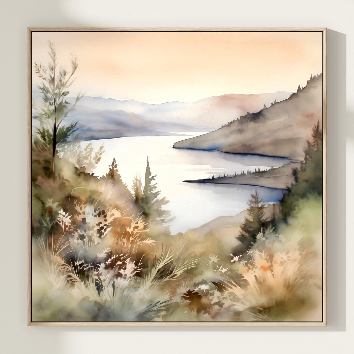 Rustic Lake Painting Print Serene Mountain Landscape Wall Art Home Decor Gift Art - Image 3