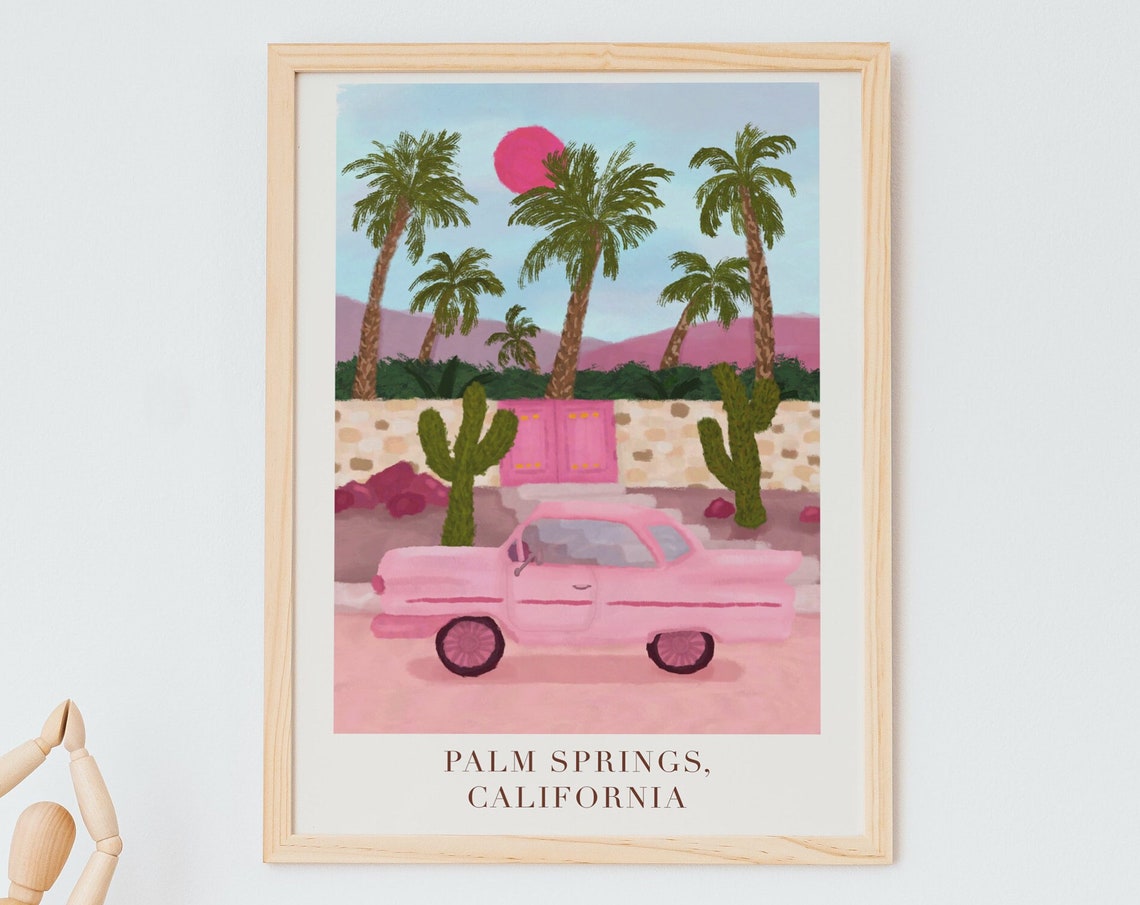 Palm Springs Travel Poster, Retro Car Artwork