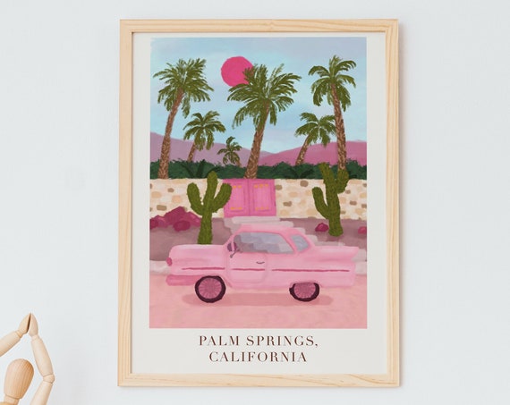 Palm Springs Travel Poster, Retro Car Artwork